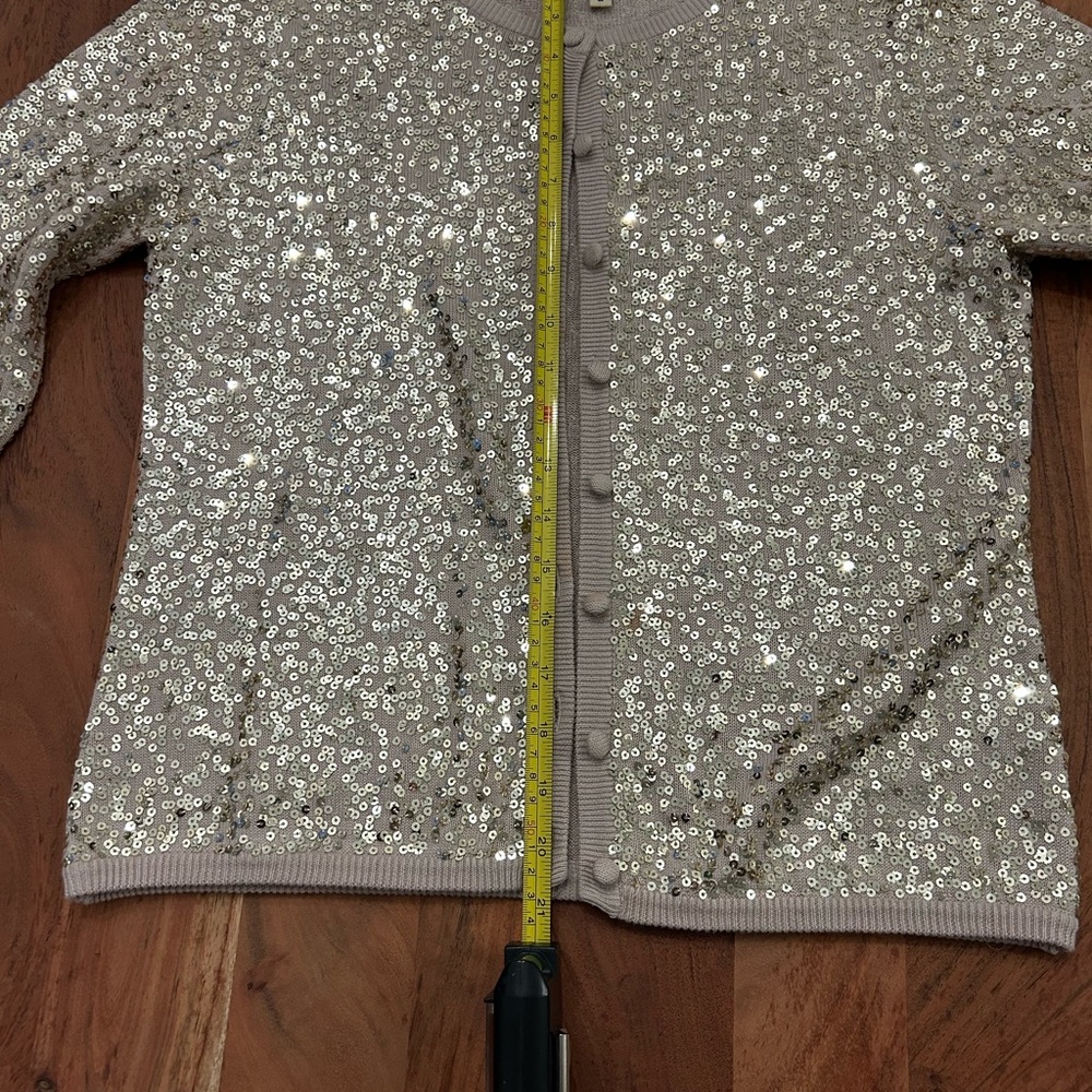 Anthropologie: Sanctuary Sequin Beige/Cream Cropped Cardigan - Picture 3 of 6
